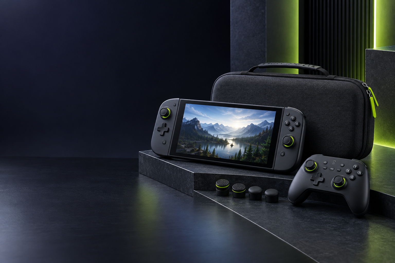 Bộ phụ kiện gaming màu navy và lime